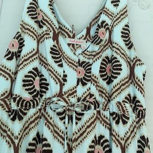 Fresh Produce teal, earth, salmon pink print MAXI. Size small
